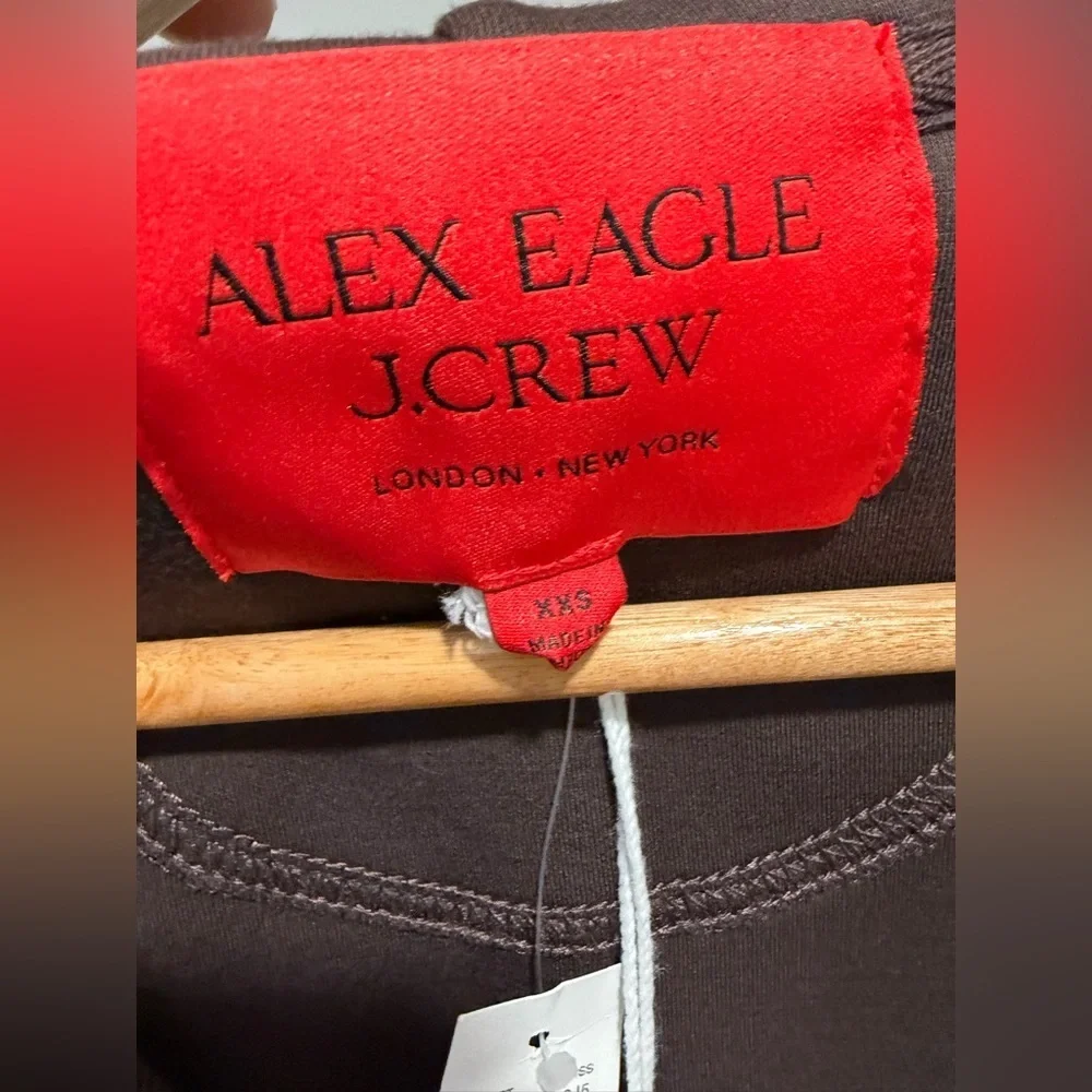 NEW Alex Eagle X J.Crew scuba-knit full-zip hoodie chocolate patch CO751 $168